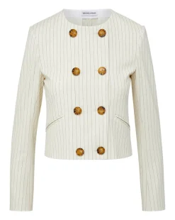 Veronica Beard Jackets & Outerwear*Winslow Pinstripe Collarless Jacket NavyMulti