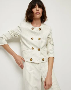 Veronica Beard Jackets & Outerwear*Winslow Pinstripe Collarless Jacket NavyMulti