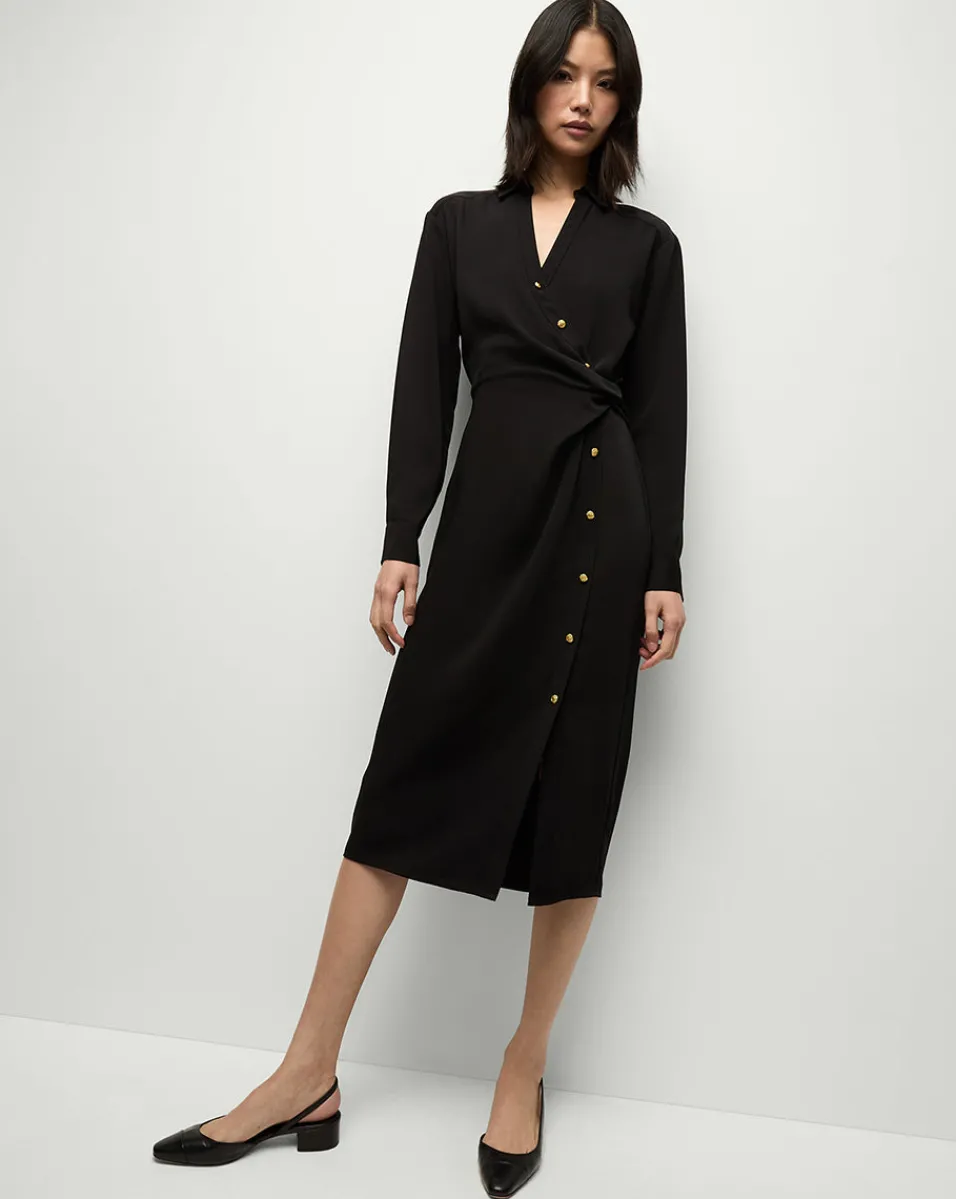 Veronica Beard Dresses|Party Dressing*Wright Midi Dress in | Shirt Dress Black