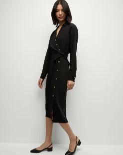 Veronica Beard Dresses|Party Dressing*Wright Midi Dress in | Shirt Dress Black
