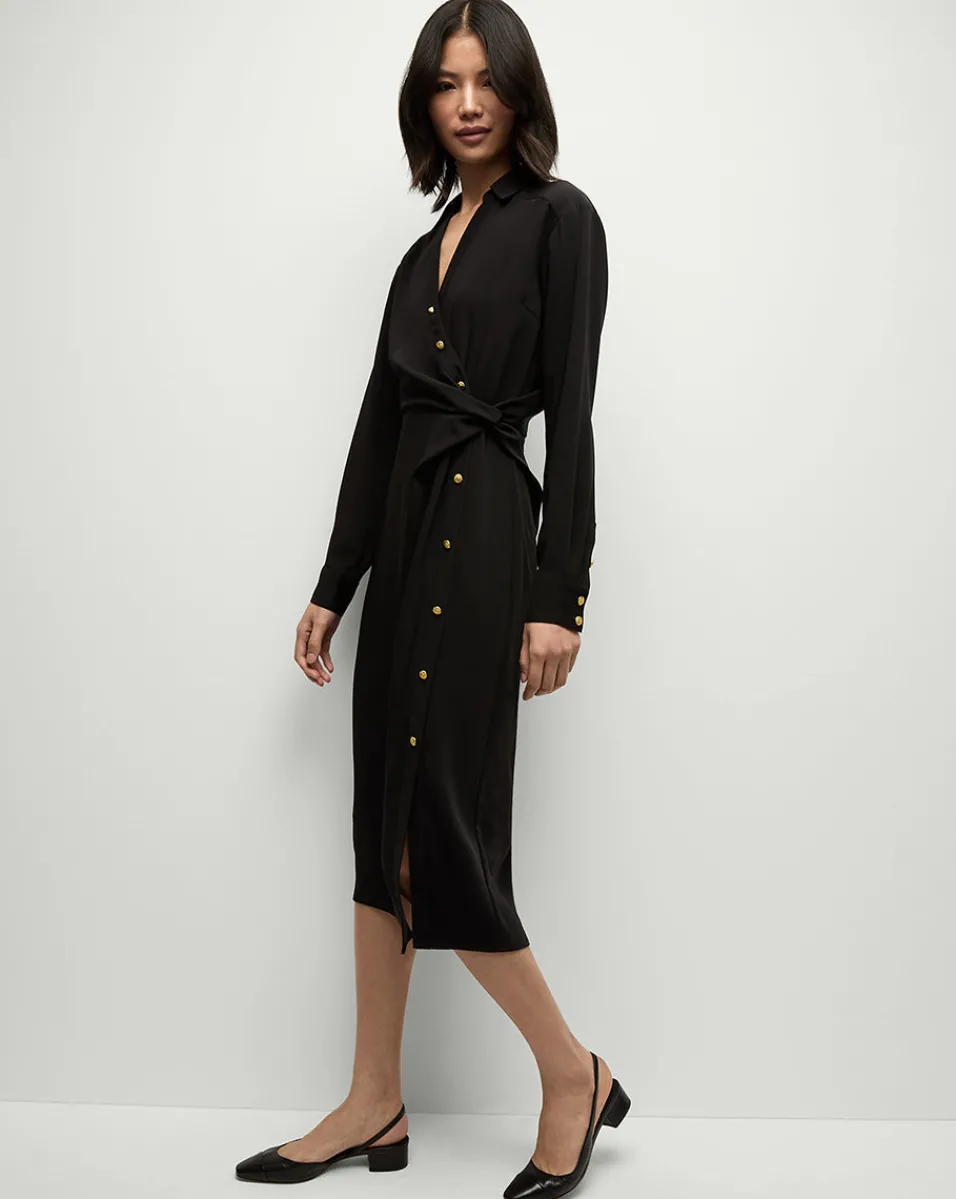 Veronica Beard Dresses|Party Dressing*Wright Midi Dress in | Shirt Dress Black