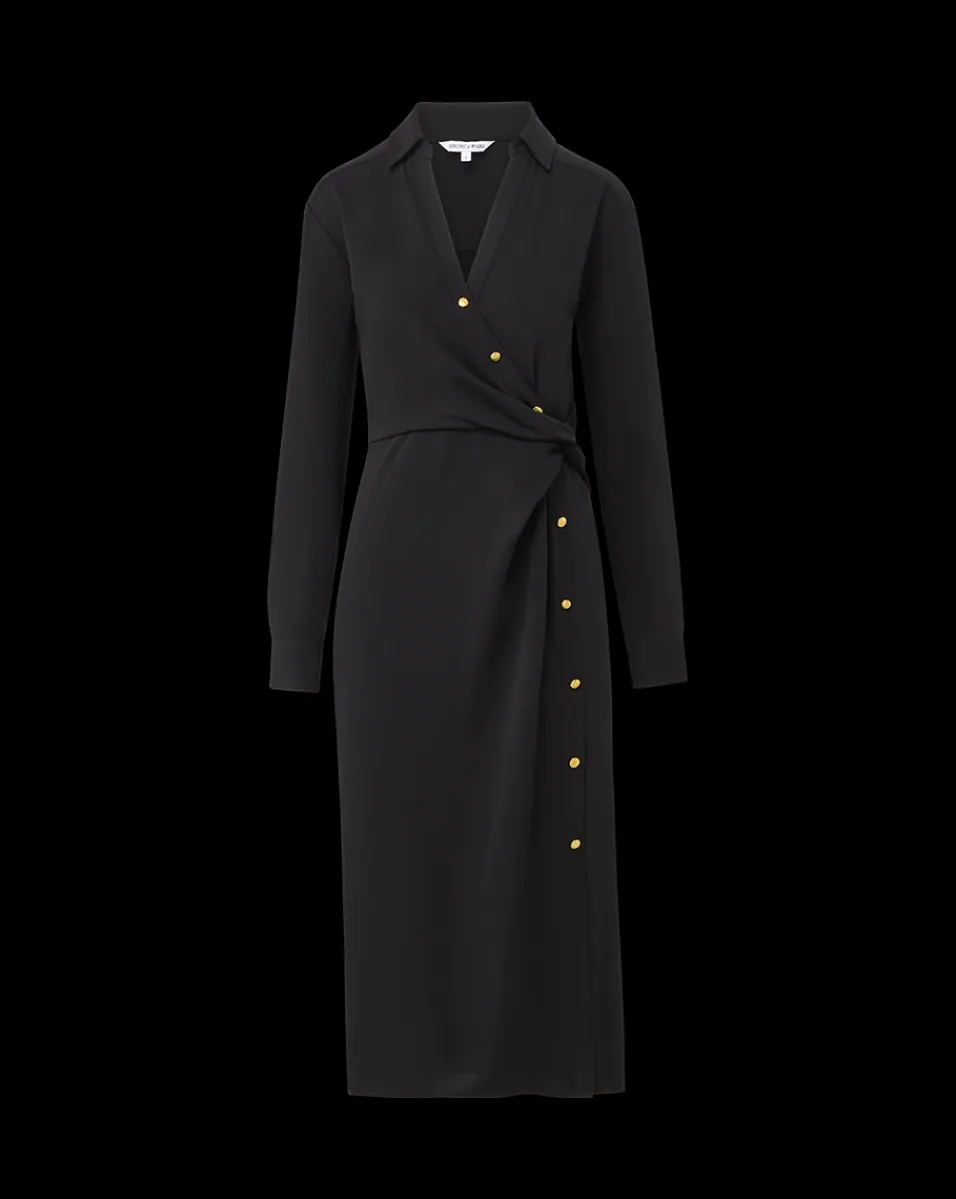Veronica Beard Dresses|Party Dressing*Wright Midi Dress in | Shirt Dress Black